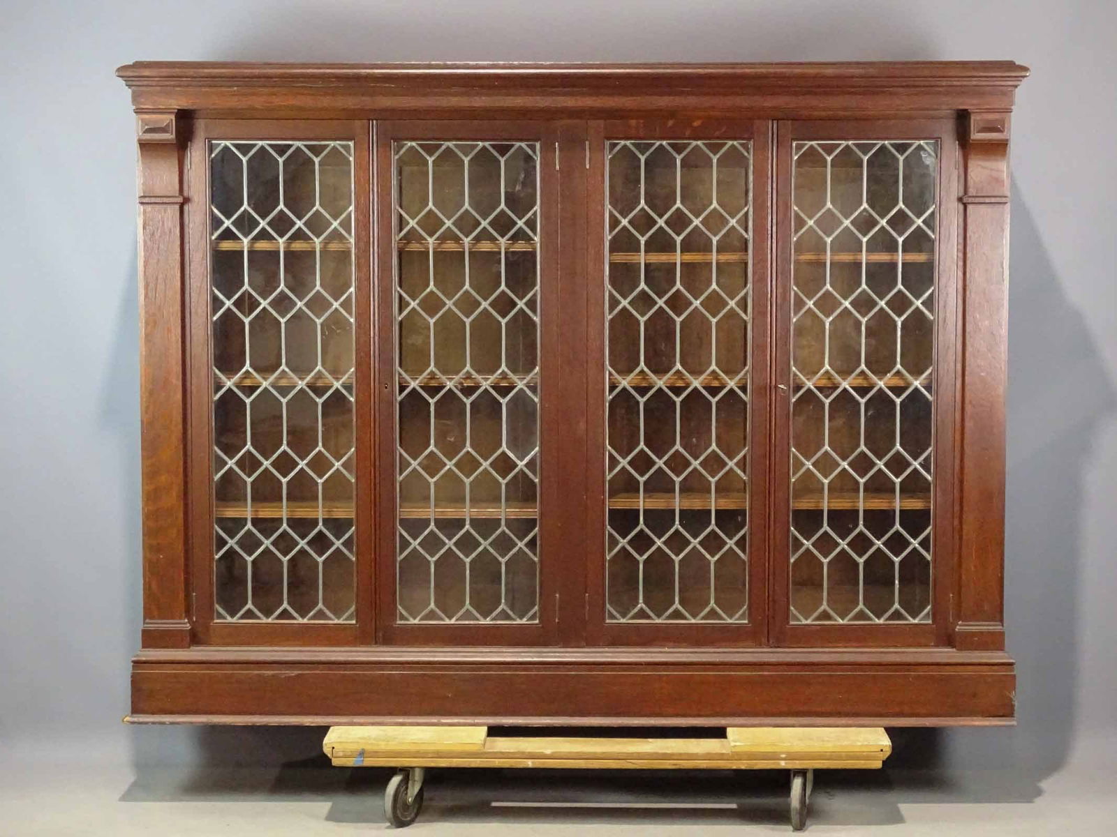 Victorian Leaded Glass Bookcase (1 of 13)