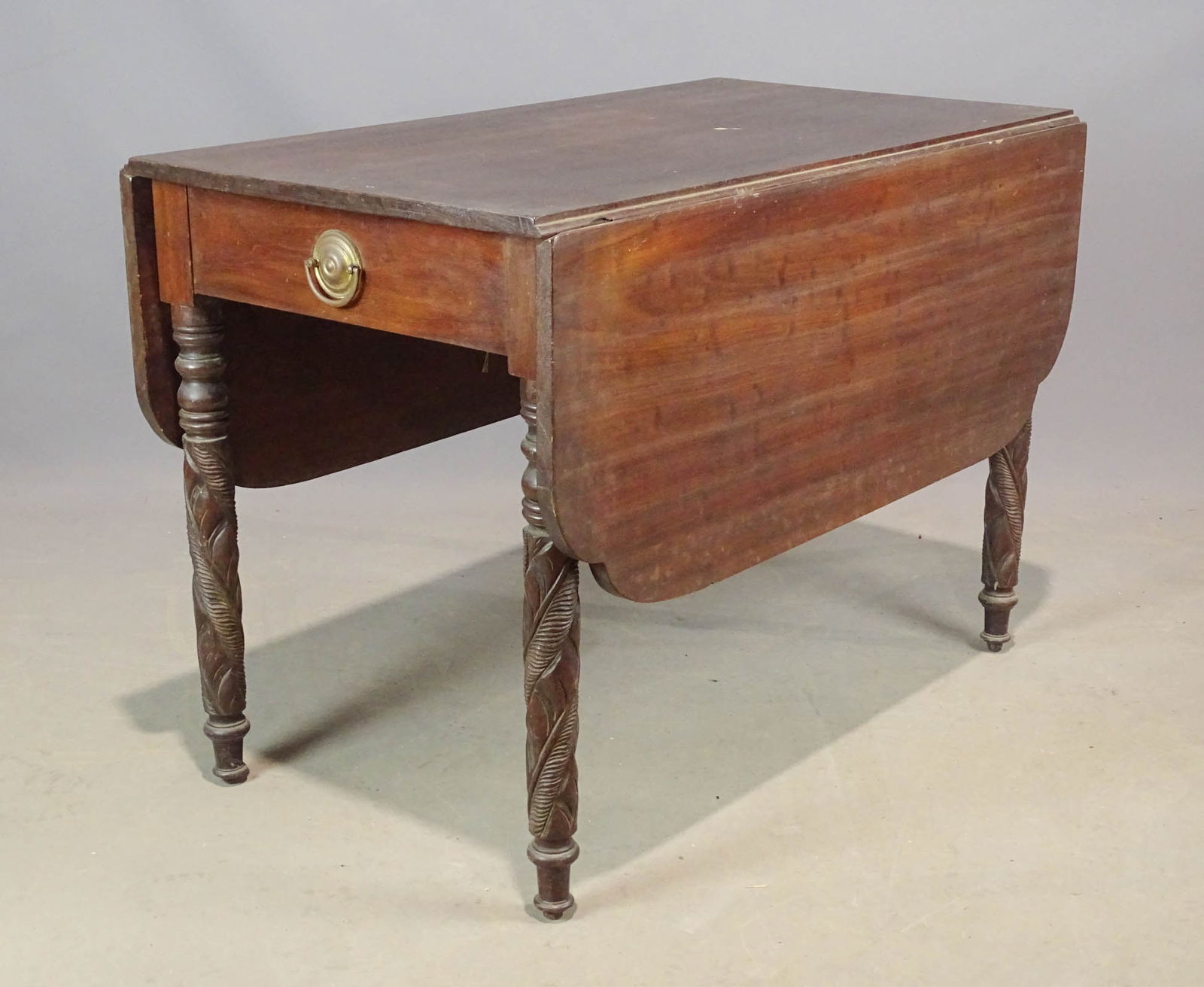 19th c. Mahogany Carved Dropleaf Table (1 of 7)