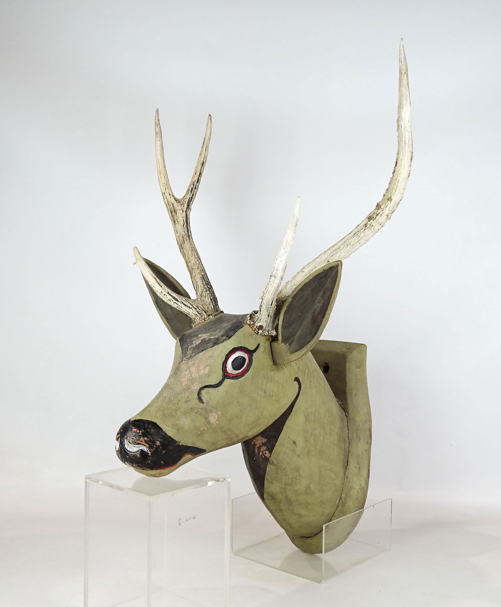 Folk Art Wooden Deer Head (1 of 9)