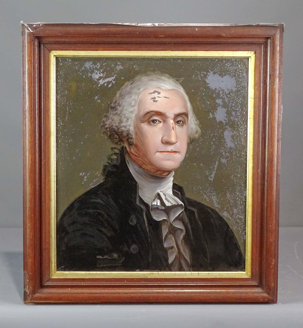 19th c. Reverse Painting of George Washington (1 of 6)