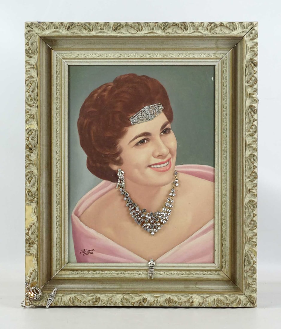 Painting, Portrait of a Woman: Painting: Portait of a woman marked "1955 Seoul Korea Kesoon". Overall in frame 22" x 18".