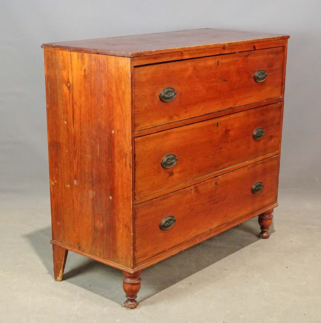 Sheraton Chest of Drawers: 19th c. Sheraton chest of drawers. 43" x 19" x 40".