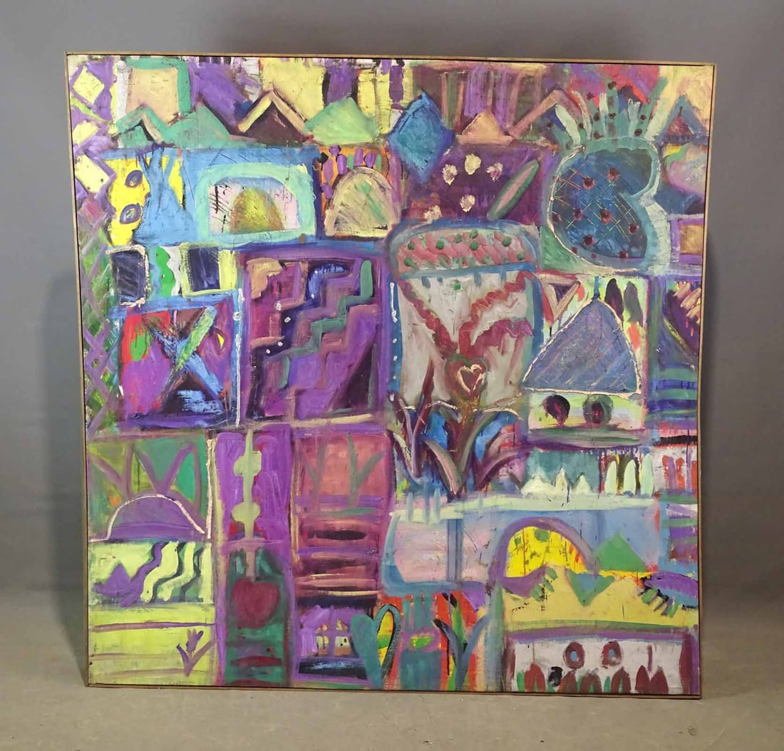 Abstract Marked N.Y.C. Art Students League: Large abstract signed and dated verso "N.Y.C. Art Student League 1960". 64 1/2" x 63".