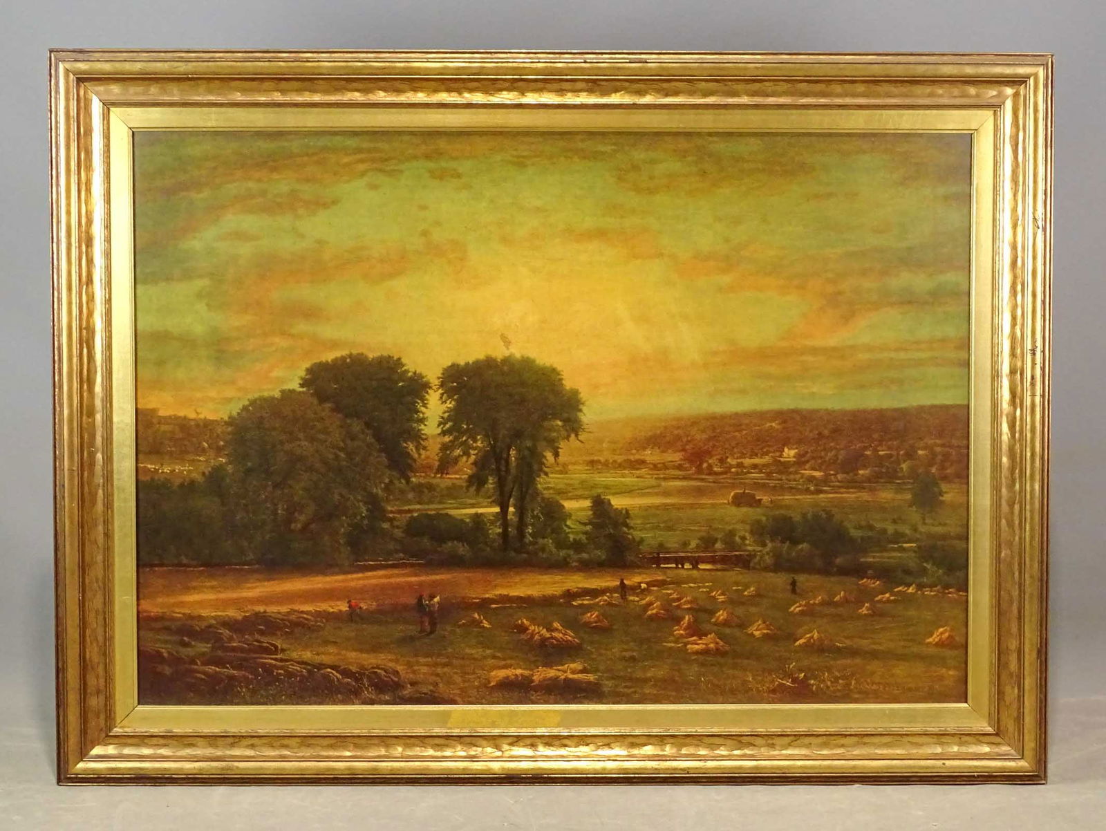 George Inness Print: Large vintage George Inness print on panel. Overall in frame 39" x 53 1/2".