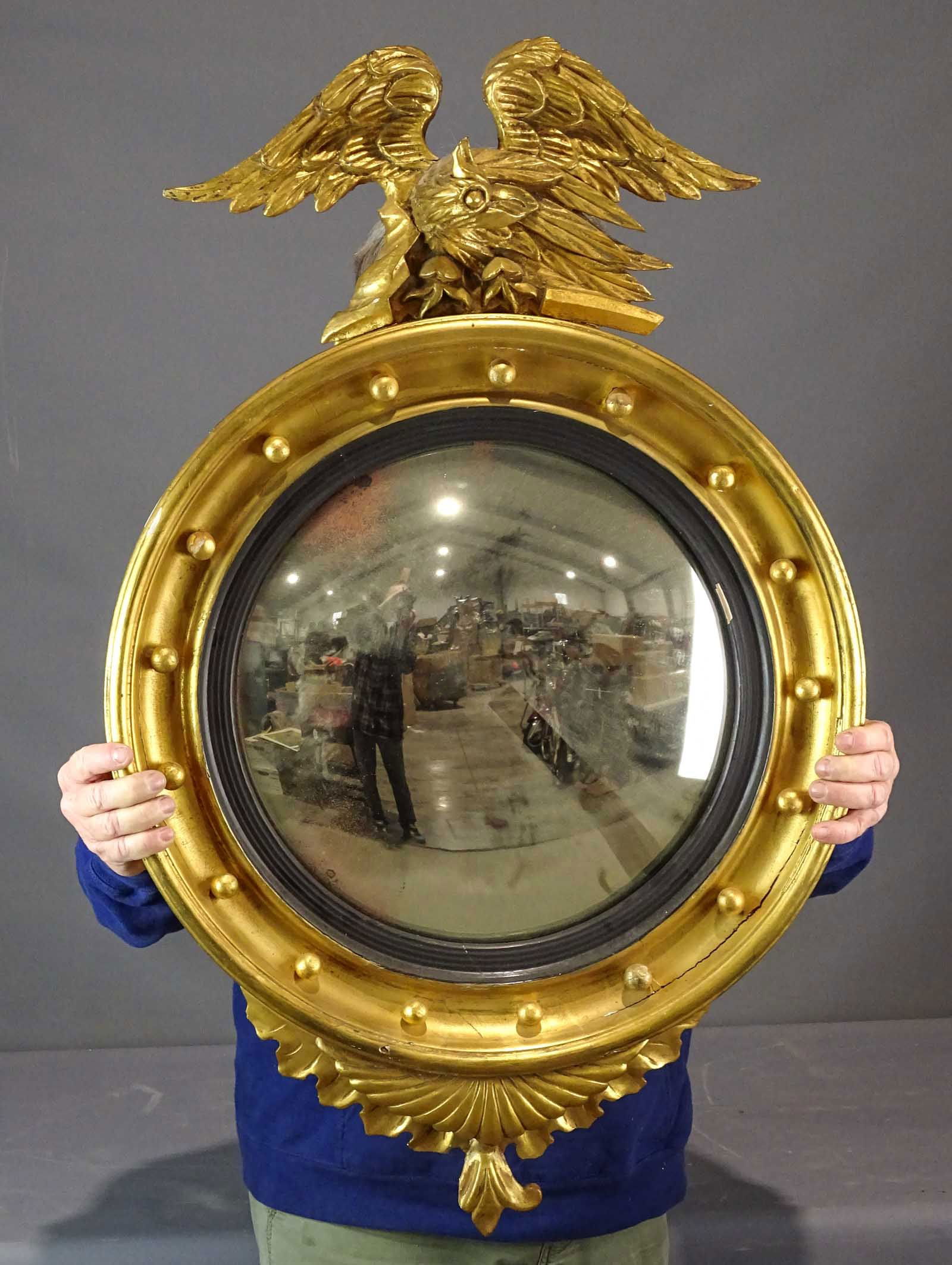 19th c. Convex Eagle Mirror (1 of 7)