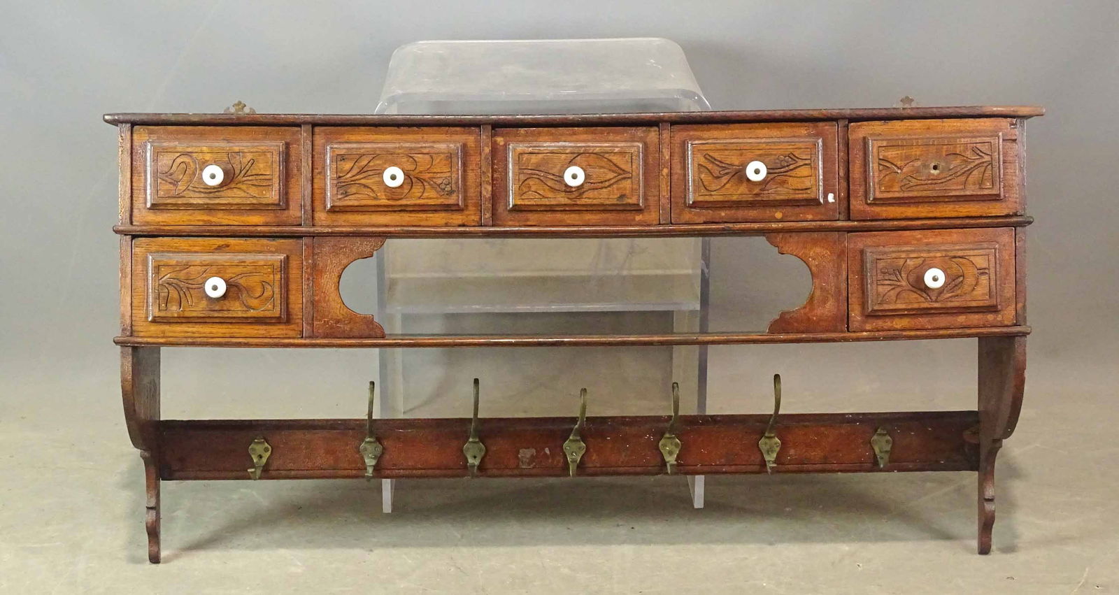 19th c. Oak Wall Rack (1 of 8)