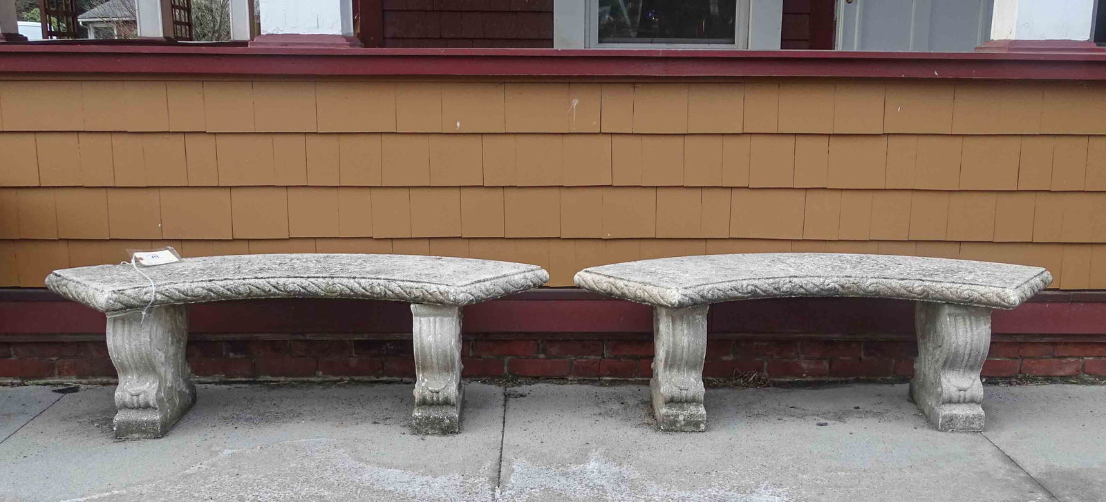 Pair of Poured Stone Garden Benches (1 of 8)