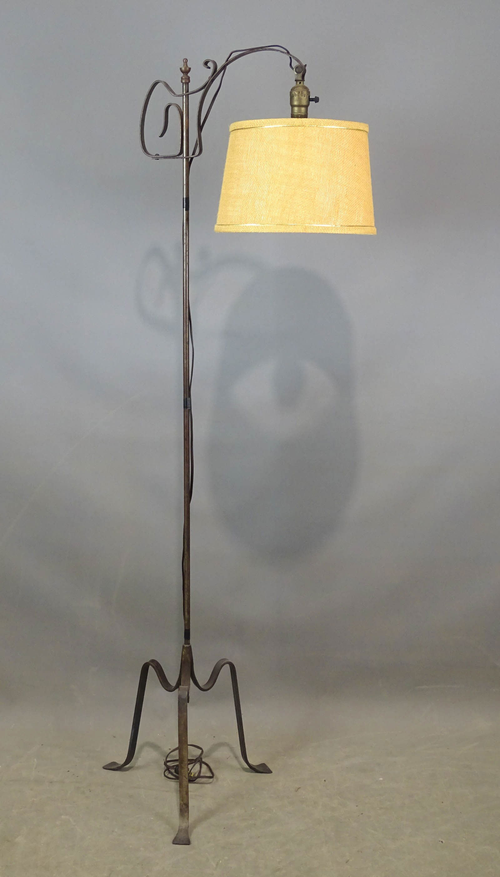 Floor Lamp: Floor lamp, wrought iron. 62" Ht..