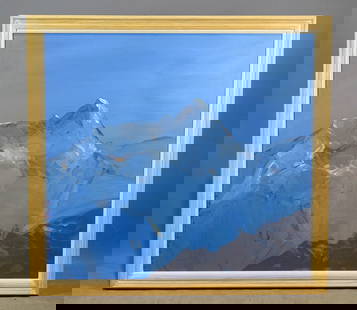 Robert Andrew Parker (1927-2024): Painting: Robert Andrew Parker (1927-2024). Large landscape. Oil on canvas. Signed along stretcher "R….Parker", oil on canvas, overall in frame 40 1/2" x 43 1/2". Provenance: The Edward Herrmann Est