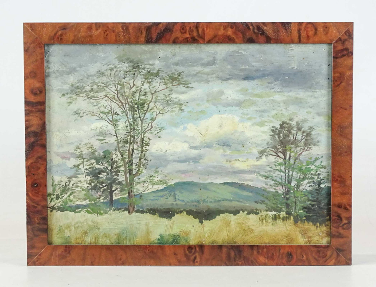 Painting: 19th c. Landscape: Painting: 19th c. landscape. Oil on panel. Sight 9 1/2" x 13 1/2", overall 11 1/2" x 16". Provenance: The Edward Herrmann Estate, Salisbury Connecticut.