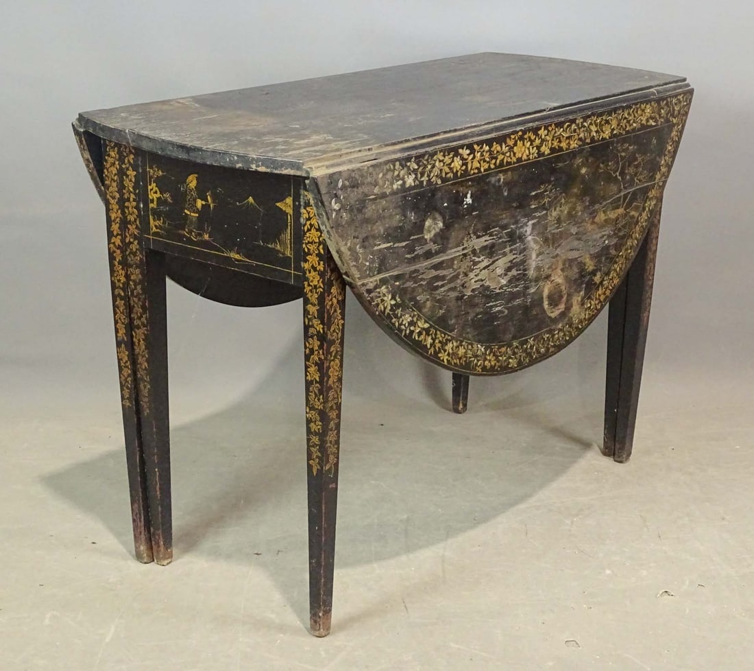 19th c. Hepplewhite Japanned Table (1 of 8)