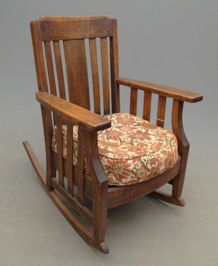 Mission Oak Rocking Chair: Mission oak rocking chair. 19" Seat Ht. 36" Overall Ht.