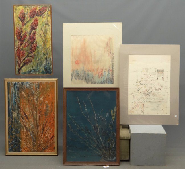 Paintings Allen Halpern: Lot three paintings signed "Allen Halpern", sights include 34" x 18", 35 1/2" x 23 1/2" and 33 1/2" x 23 1/2", along with two watercolors.