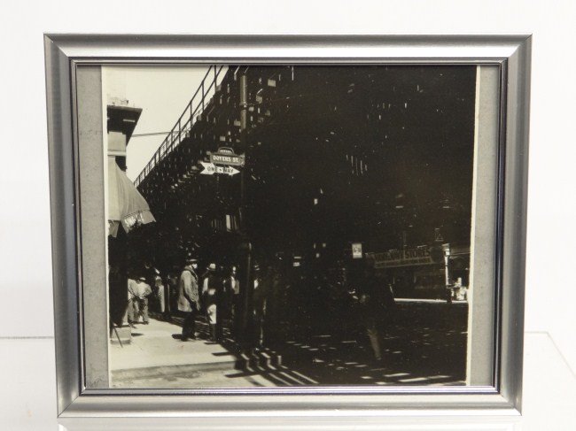Al Macy Photograph: Vintage Al Macy photograph of under the Third Ave. El N.Y.C. C. 1950's. Estate stamp verso. 7 3/4" x 8 1/2".