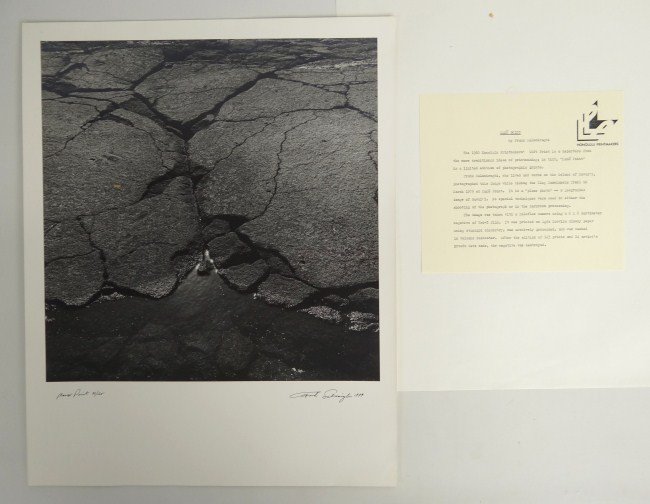 Frank Salmoiraghi Photograph: Photograph signed and dated "Mano Point 76/125 Frank Salmoiraghi 1979" (Frank Salmoiraghi Hawaii b. 1942). Has original label on seperate sheet by Honolulu Printmakers. Unframed 20" x 16".