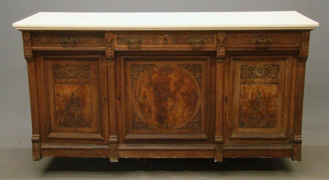 19th c. Victorian Server: 19th c. marble top Victorian server. 71" W, 26" D, 35" Ht.