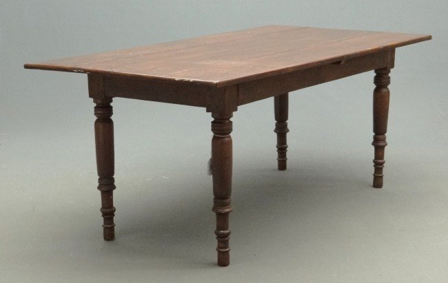 Farm Table: Primitive pine farm table. Top 73" x 38", 30" Ht.