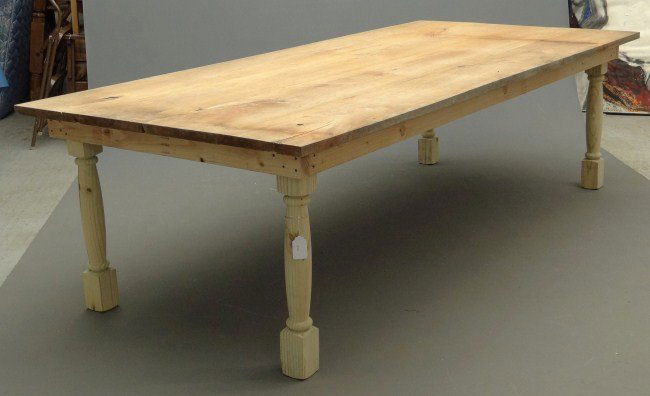 Farm Table: Large primitive farm table. Top 48 1/2" x 106", 30" Ht.