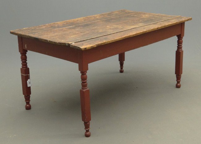 Farm Table: 19th c. primitive square leg farm table. Top 35" x 60" 29" Ht.