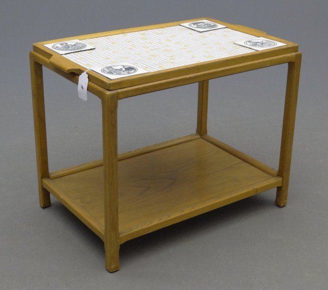 Tile Top Table: Vintage Scandinavian tile top coffee table.
