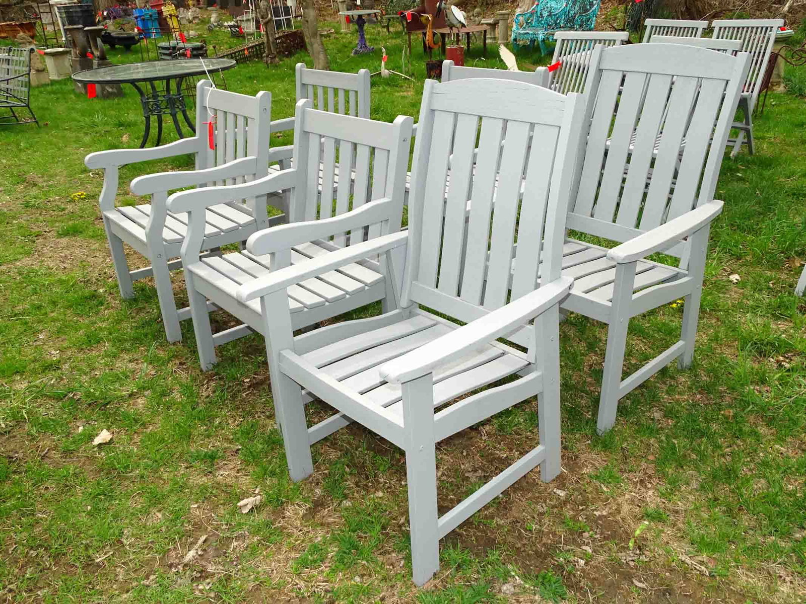 Chair Lot: Lot (4) "Oxford Garden Designs" arm chairs, (2) similar arm chairs. Tallest 40" Ht. x 17" seat Ht..