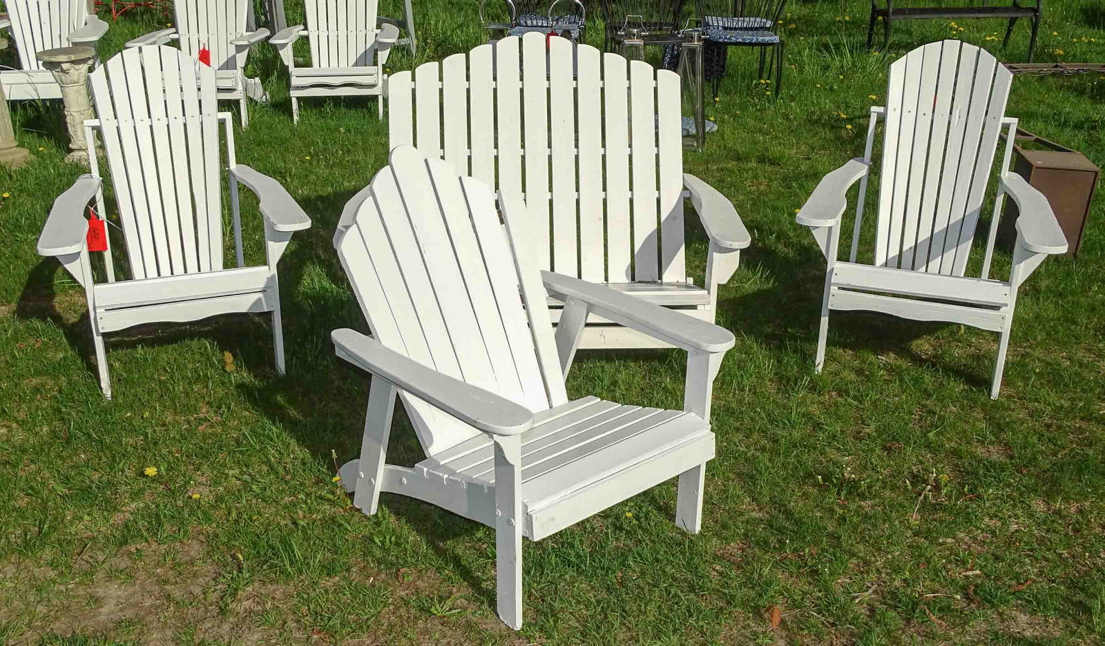 Chair Lot: Chair lot including: (1) arm chair as is, (2) arm chairs, (1) settee 49" W. x 39" Ht..