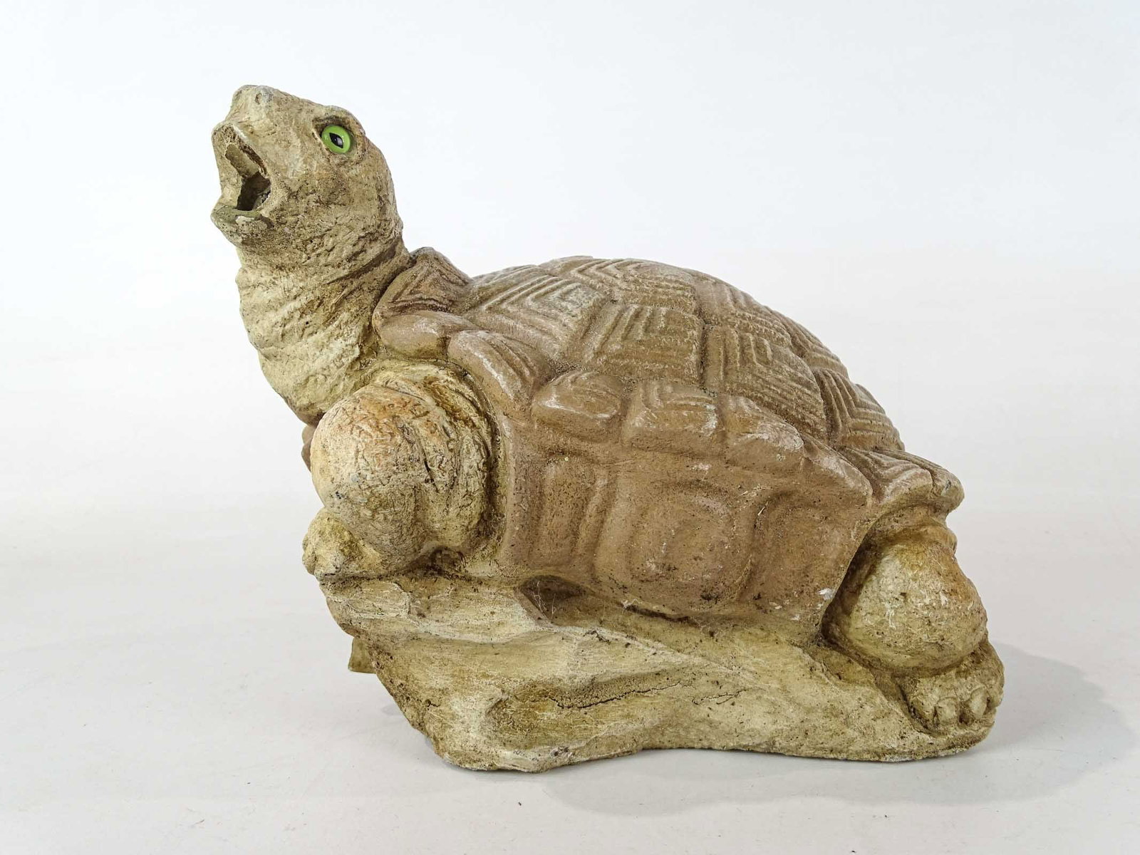 Poured Stone Turtle Fountain: Poured stone small turtle fountain. 8" L..