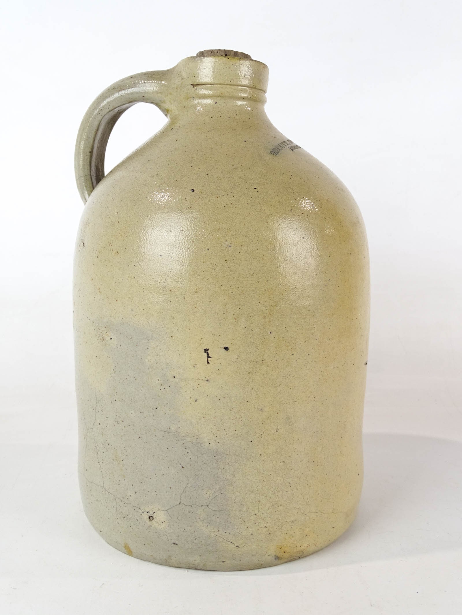 19th c. Stoneware Jug: 19th c. stoneware jug marked "ORCUTT, GUILFORD & CO. ASHFIELD MASS". 11 1/2" Ht..