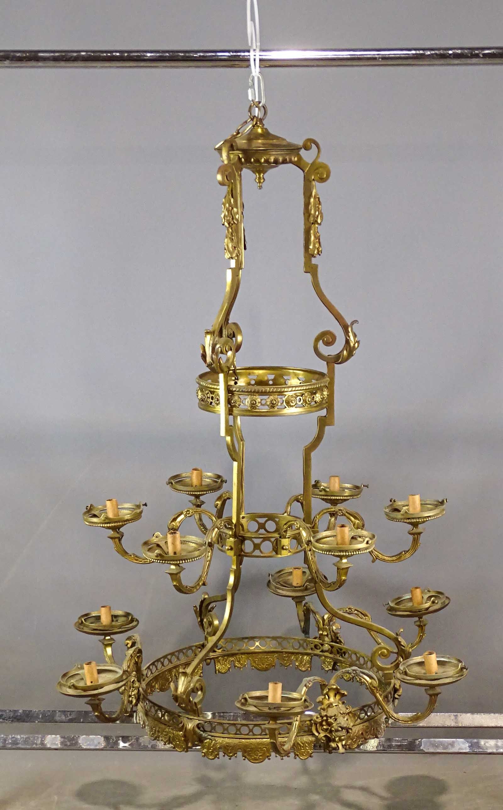 Victorian Gas Chandelier: 19th c. Victorian gas chandelier. 42" Ht., 32" D..