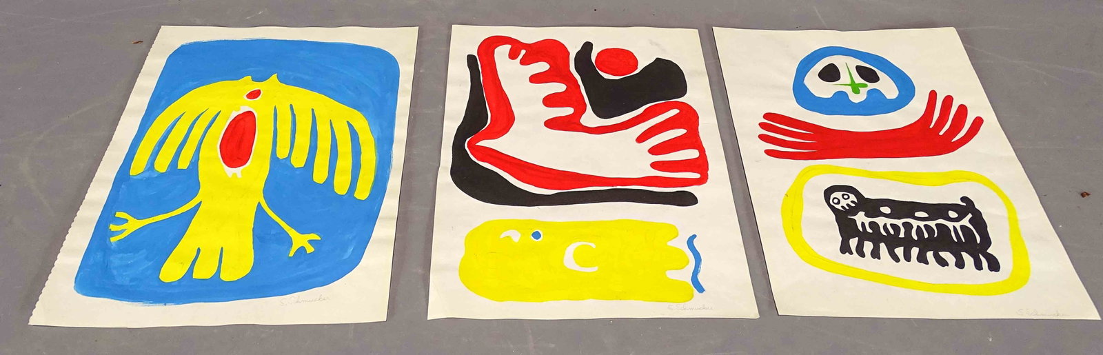 S. Schmucker (20th Century): S. Schmucker (20th Century), (11) works. Gouache on paper. Pencil signed. 10 1/2" x 14".