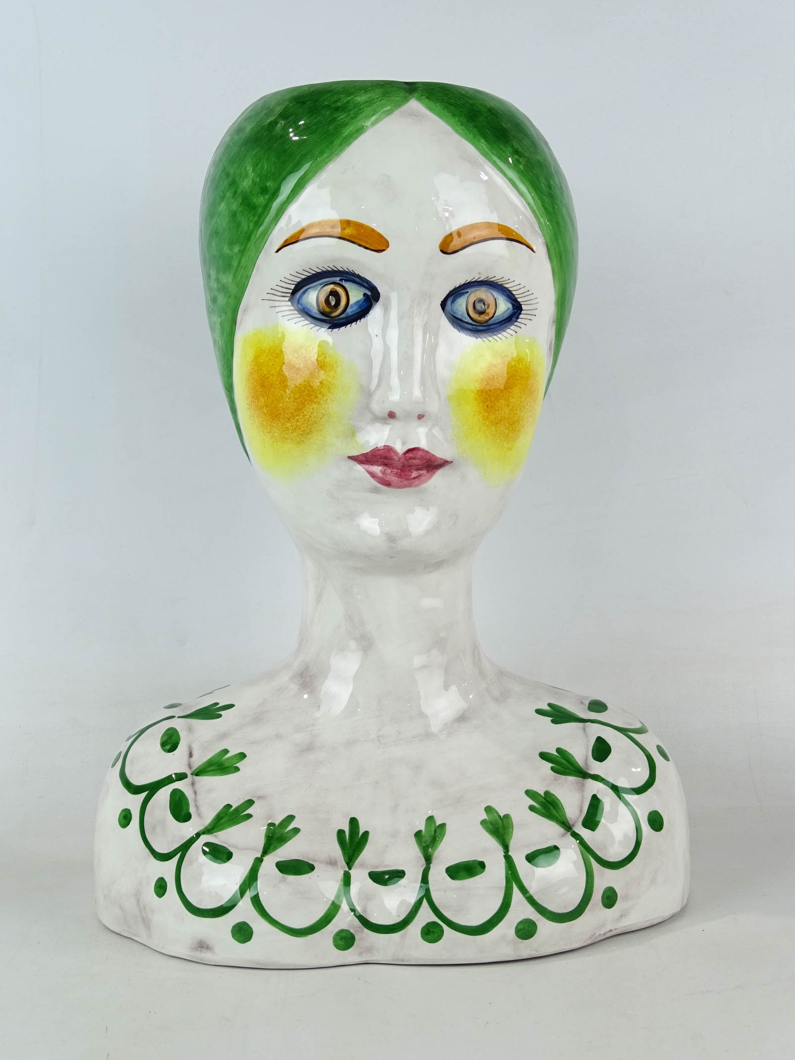 Italian Ceramic Head: Italian ceramic head marked "Horchow". 16 1/2" Ht..