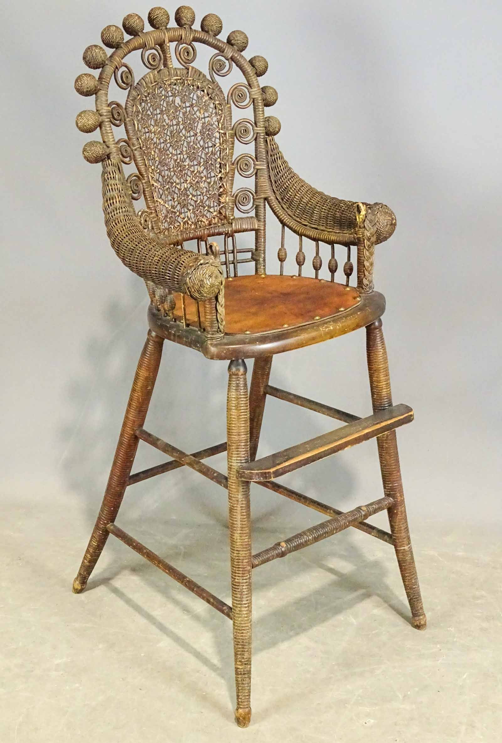 Wicker Highchair: Wicker highchair. 39 1/2" Ht.. Possibly Heywood Wakefield.