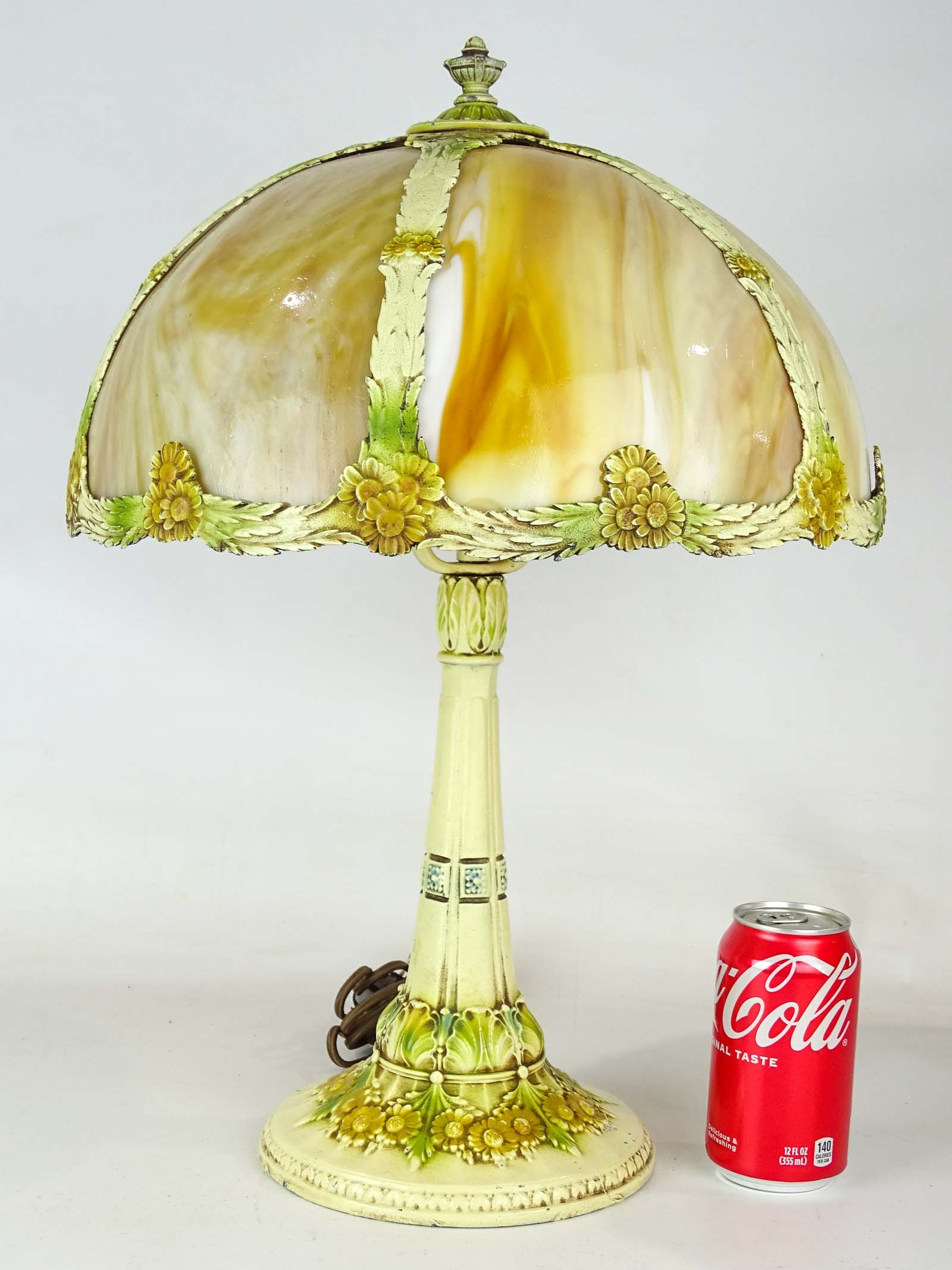 Slag Glass Table Lamp: C. 1900's slag glass table lamp. 21" Ht..
