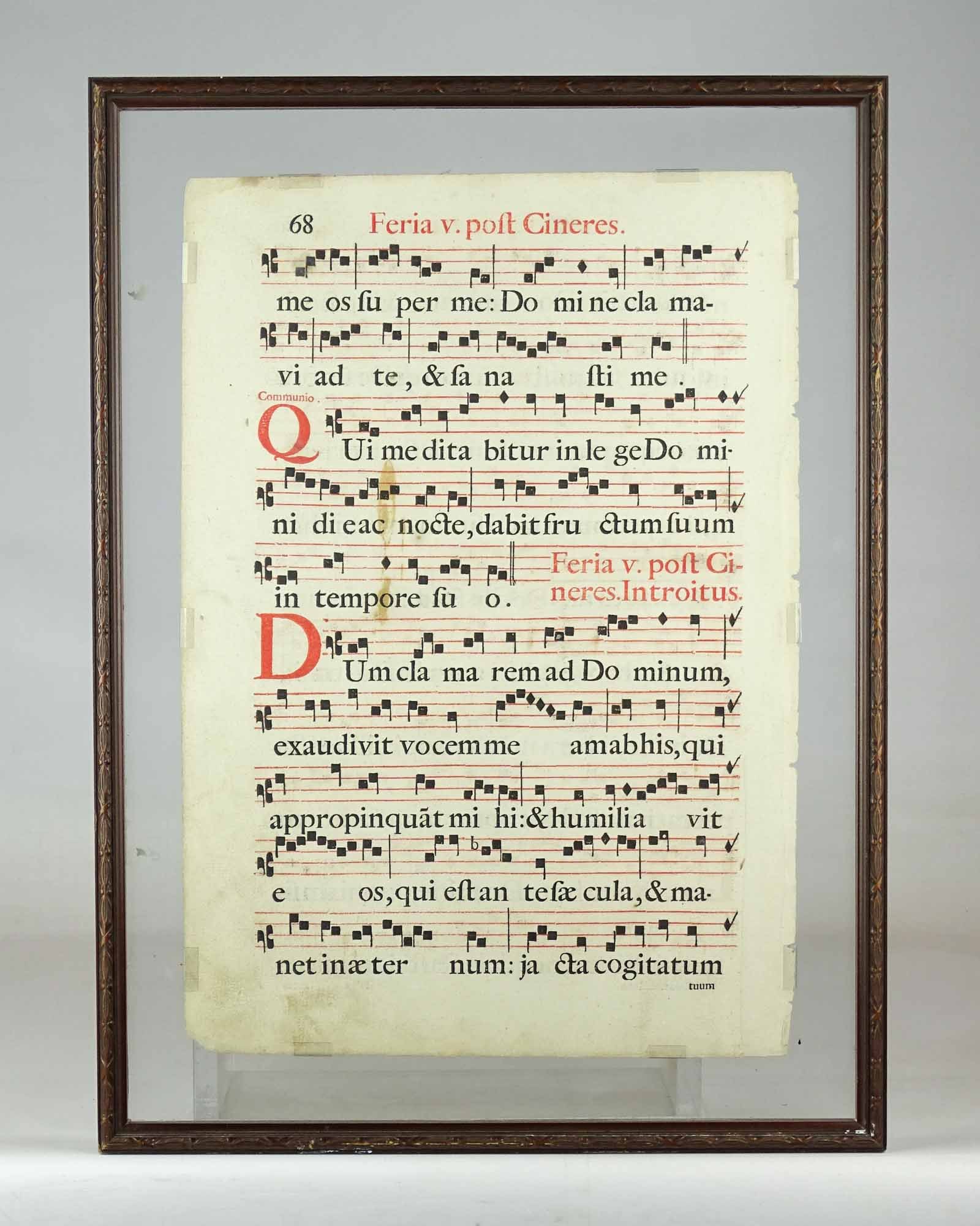 Early Manuscript on Parchment Paper: Early manuscript on parchment paper. Sight 19" x 13 1/2", overall 23" x 17".