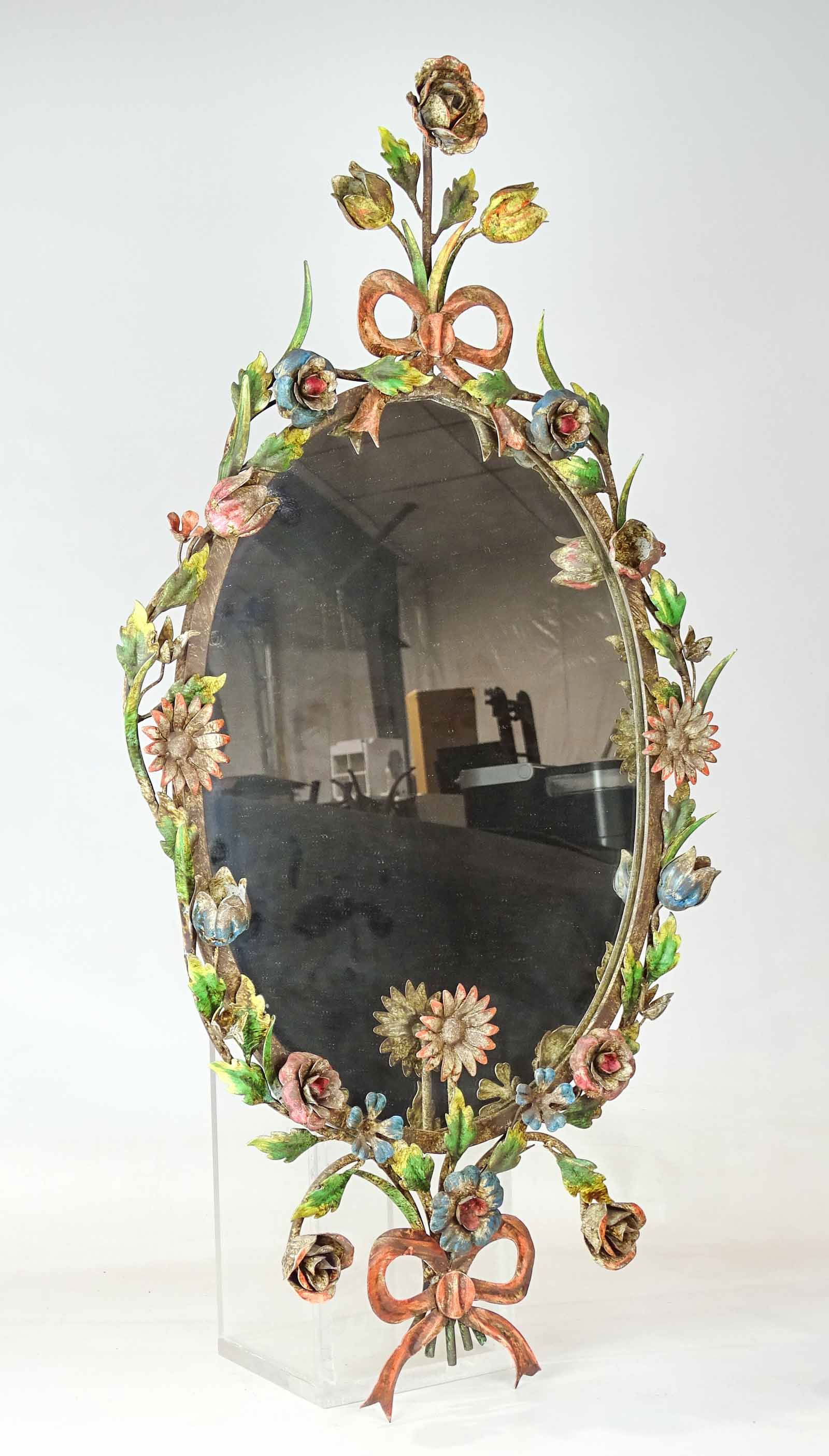 Painted Metal Floral Mirror (1 of 6)
