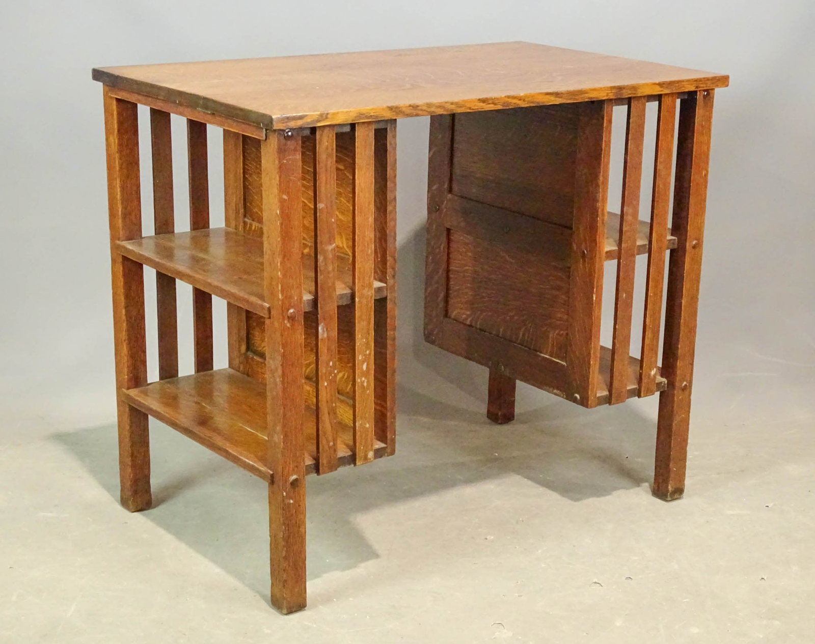 Mission Oak Desk: Mission oak desk. 36" x 22" x 31".