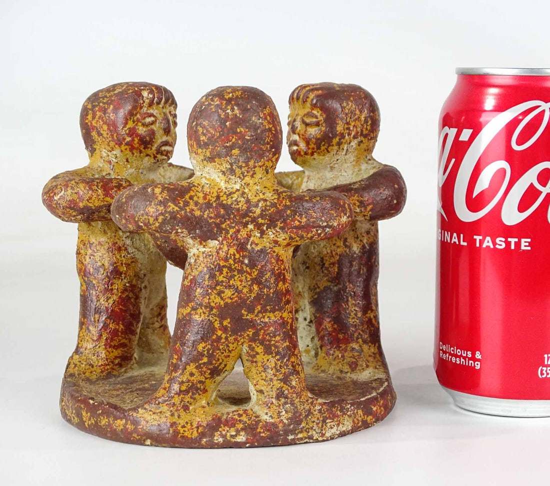 South American Pottery Sculpture: South American pottery sculpture, embraced figures. 5" D., 5" Ht..