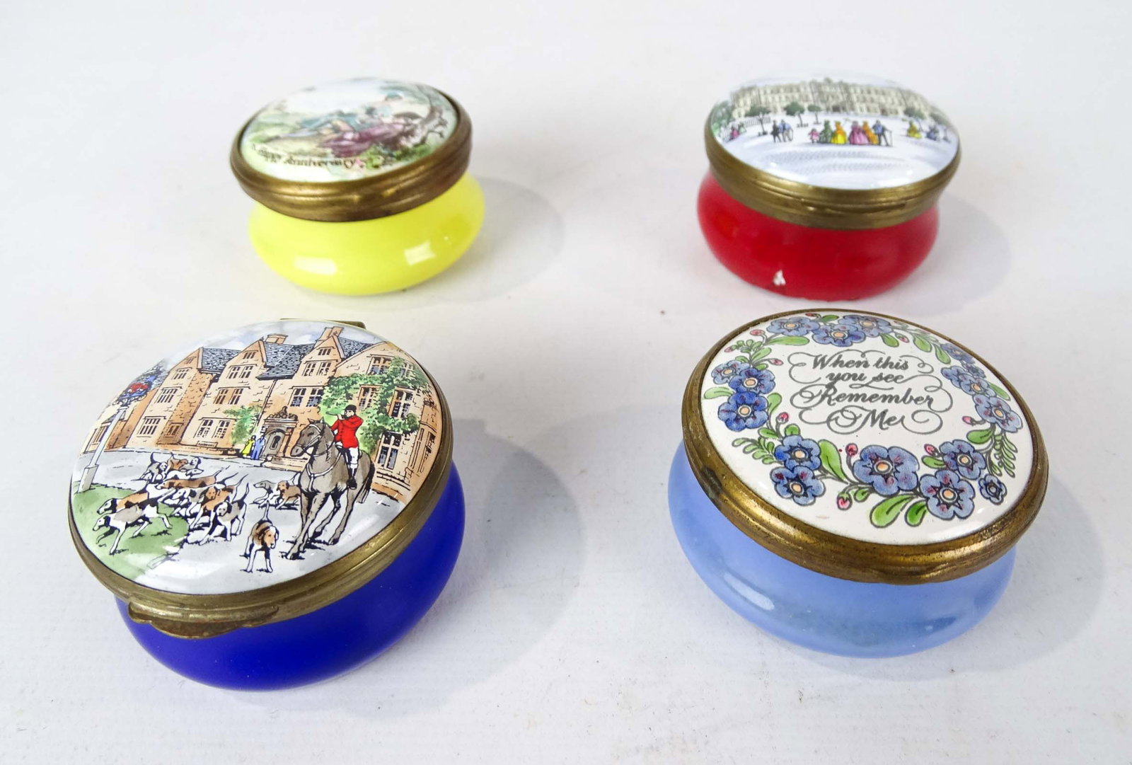 Battersea Boxes: Four enameled Battersea boxes.