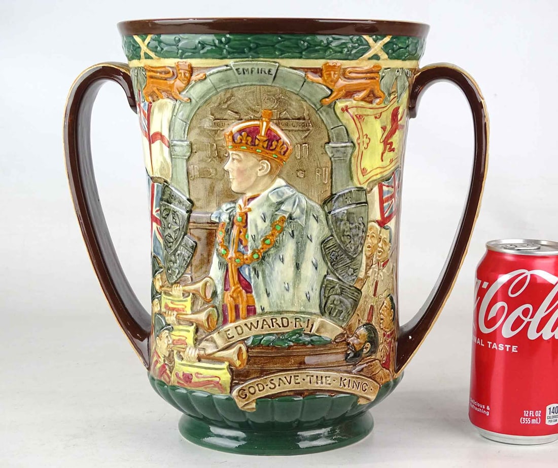 Royal Doulton Loving Cup: Edward VIII Royal Doulton loving cup. 10 1/2" Ht..