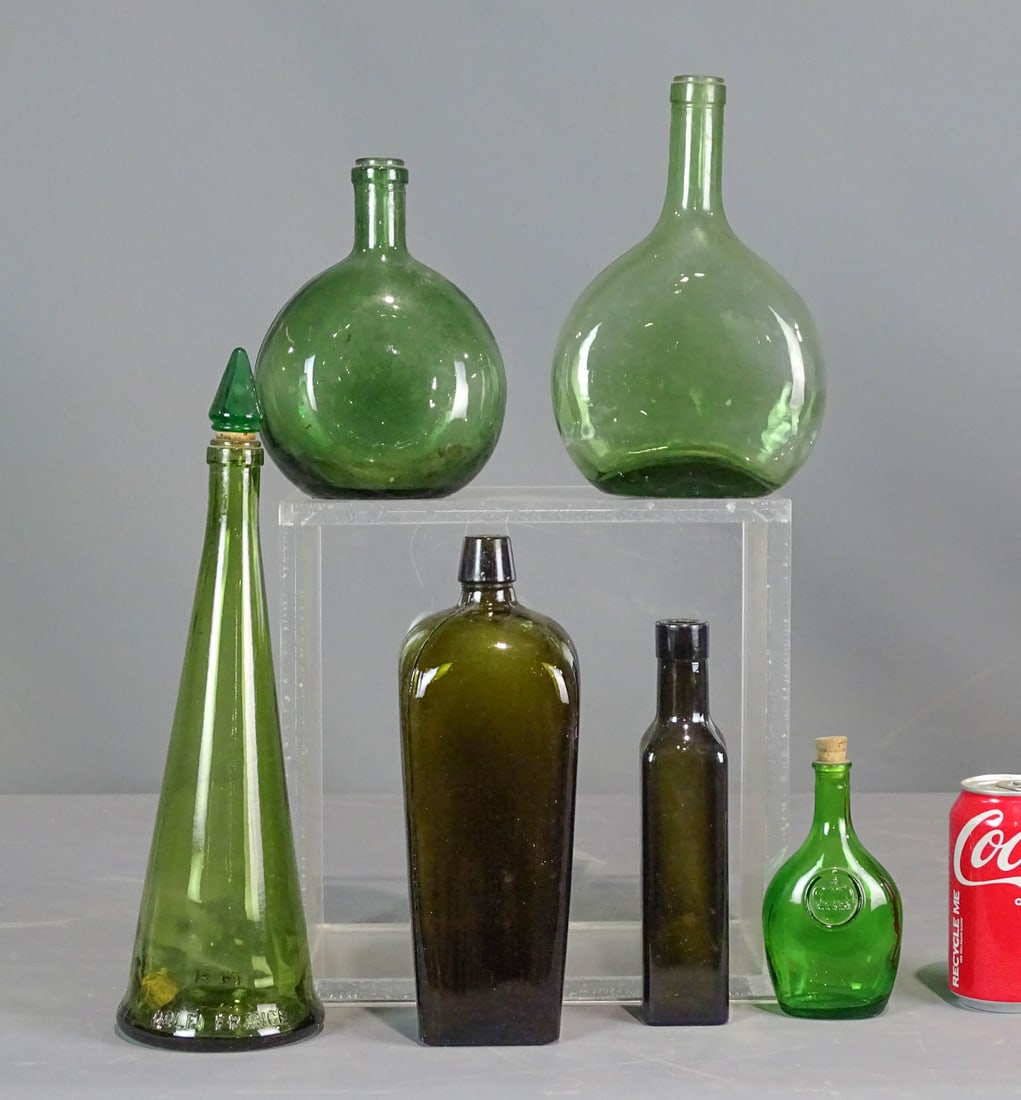 Bottle Lot: Lot (6) early and vintage bottles. Tallest 14 1/2" Ht..