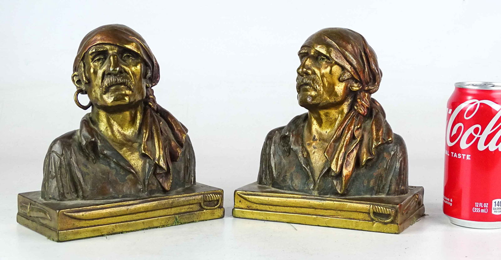 Buccaneer Bookends: Pair of C. 1920-30 Buccaneer bookends. 6 3/4" Ht..