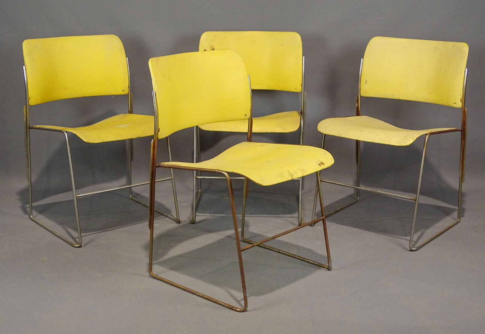 Set of (4) Mid Century Stacking Chairs (1 of 5)