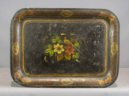 19th c. Tole Tray: 19th c. paint decorated tole tray. 18" x 24 1/2".