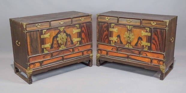 Pair of Korean Chests: Pair of Korean chests. 32" x 15" x 25".