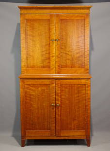 19th c. Cherry Secretary: 19th c. two part flame cherry secretary. 43" x 20" x 84".