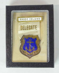 Rhode Island Delegate Naval Badge: Rhode Island Delegate Naval badge. Case included.