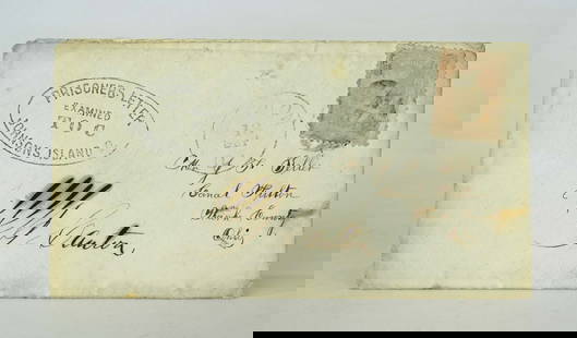 Civil War Letter Cover: Scarce Civil War period envelope marked "PRISONERS LETTER JOHNSONS ISLAND", marked Ohio.