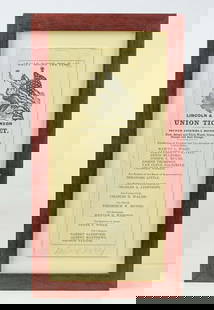 Lincoln Johnson 1864 Ballot: Rare 1864 Lincoln Johnson ballot. Sight 8" x 3", overall 10 1/2" x 5 1/2".