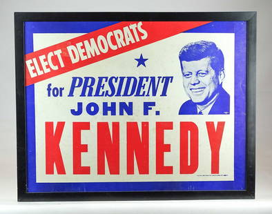 Kennedy Campaign Poster: 1960 Kennedy N.Y.S. campaign poster. Published in Buffalo N.Y.. Overall in frame 23 1/2" x 30".