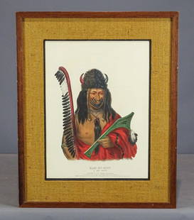 Native American Print: Kish-Ke-Kosh, A Fox Brave. American Indian. Sight 16 1/2" x 12 1/2", overall 23 1/2" x 19".